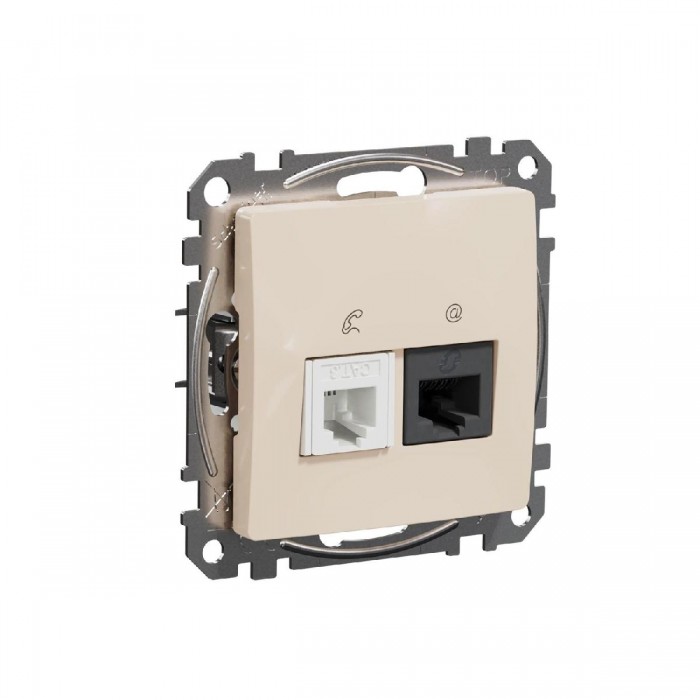 Πρίζα RJ11 Και RJ45 Cat6 Μπεζ SDD112468 Sedna SCHNEIDER ELECTRIC