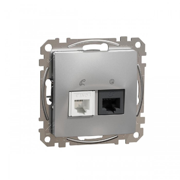 Πρίζα RJ11 Και RJ45 Cat5e Αλουμίνιο SDD113458 Sedna SCHNEIDER ELECTRIC