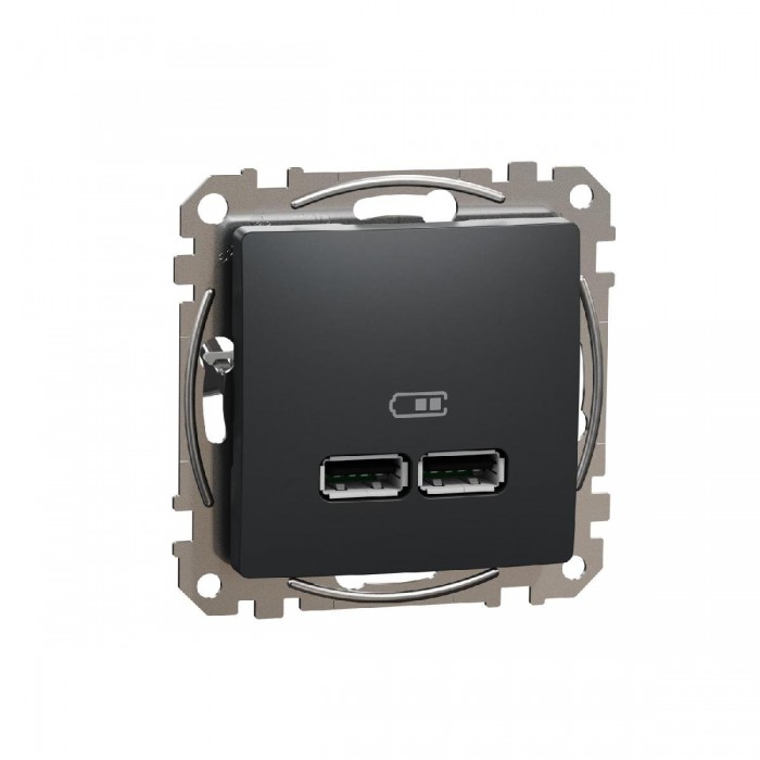 Πρίζα USB Διπλή Φόρτισης Συσκευών TypeA Ανθρακί SDD114401 Sedna SCHNEIDER ELECTRIC