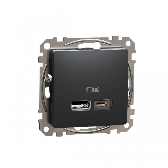 Πρίζα USB Διπλή Φόρτισης Συσκευών TypeA&C Ανθρακί SDD114402 Sedna SCHNEIDER ELECTRIC