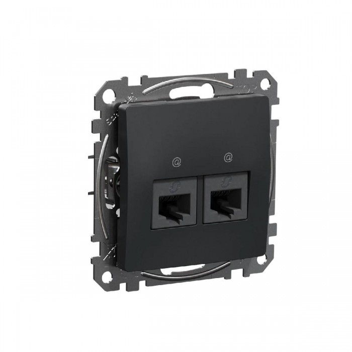 Πρίζα RJ45 Διπλή Cat6A UTP Ανθρακί SDD114467 Sedna SCHNEIDER ELECTRIC
