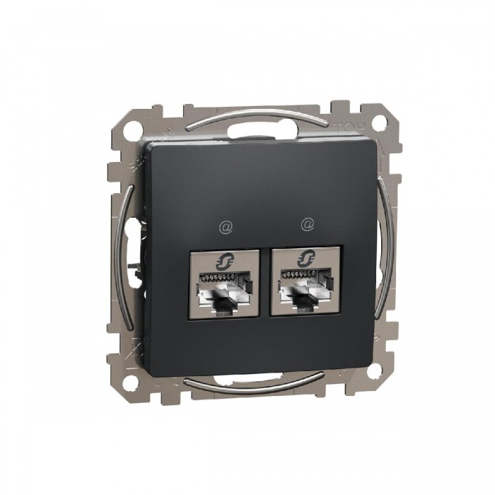 Πρίζα RJ45 Διπλή Cat6A STP Ανθρακί SDD114467S Sedna SCHNEIDER ELECTRIC