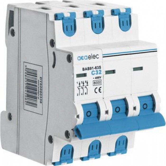 Αυτόματη Ασφάλεια 3P C 32A 6kA DY02060338 ACAELEC