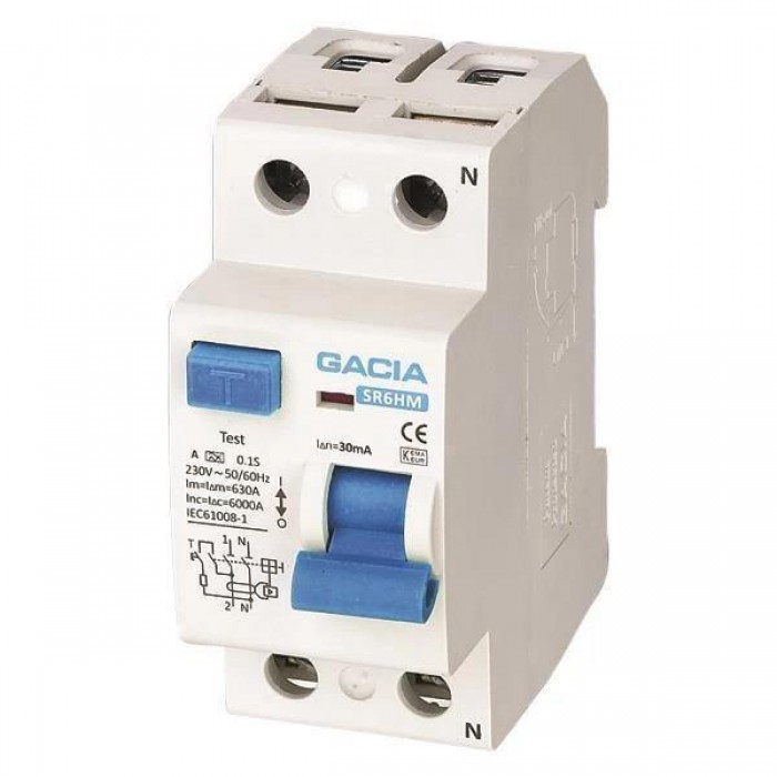 Ρελέ Διαρροής AC 2P 40Α 30mA 500-37000 GACIA