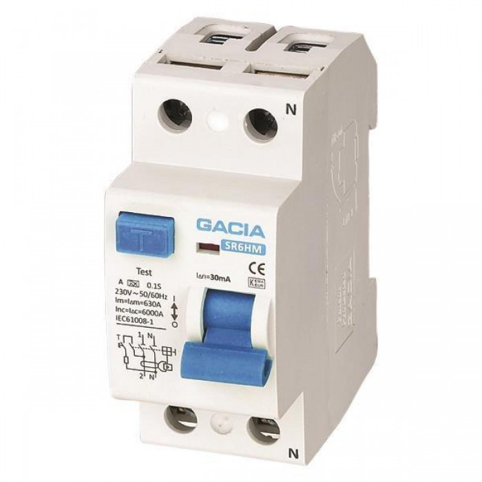 Ρελέ Διαρροής AC 2P 63Α 30mA 500-37001 GACIA