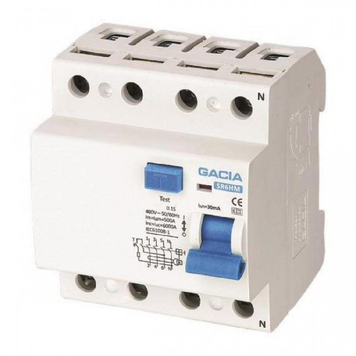 Ρελέ Διαρροής AC 4Ρ 63A 30mA 500-37003 GACIA