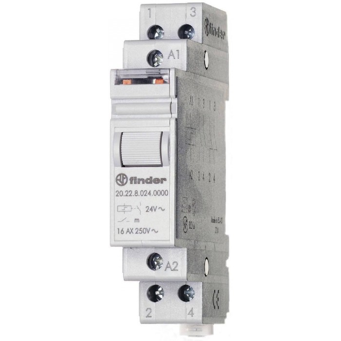 Ρελέ Ράγας Με 2 Βήματα 2P 16A 1NO+1NC 24VDC 20.23 FINDER