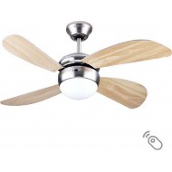 Ανεμιστήρας Οροφής 50W D106 Με Φως E27 Και Τηλεχειριστήριο Νίκελ Και Ξύλο Monica LINEME Ανεμιστήρας Οροφής 50W D106 Με Φως E27 Και Τηλεχειριστήριο Νίκελ Και Ξύλο Monica LINEME