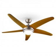 Ανεμιστήρας Οροφής 60W D132 Με Φως E27 Και Τηλεχειριστήριο Νίκελ Και Ξύλο BRAND