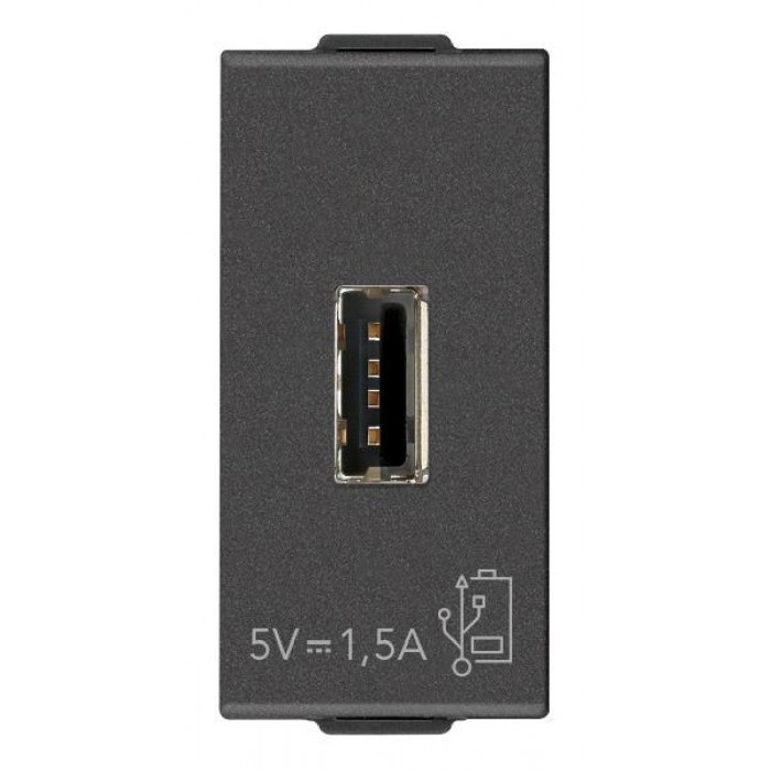 Πρίζα Φόρτισης USB TypeA 1 Στοιχείου Carbon Ματ Neve 09292.CM VIMAR