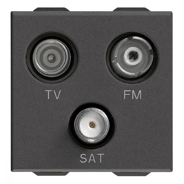 Πρίζα TV-RD-SAT Αστέρας 2 Στοιχείων Carbon Ματ Neve 09303.CM VIMAR