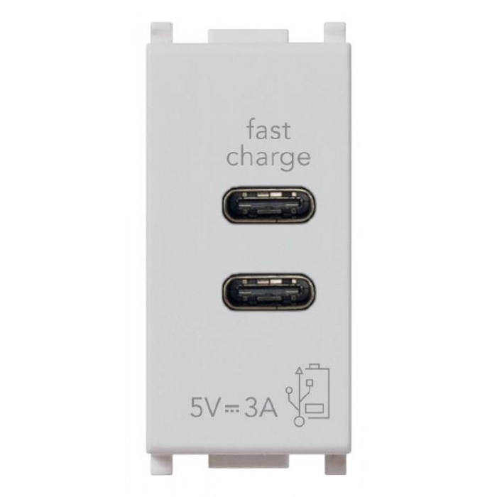 Πρίζα Φόρτισης USB Διπλή TypeC+C 1 Στοιχείου Ασημί Plana 14292.CC.SL VIMAR