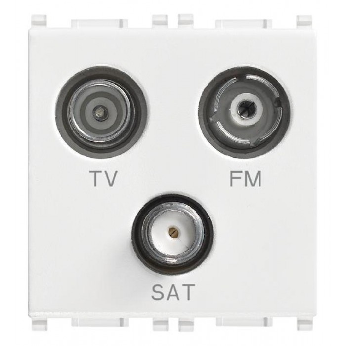 Πρίζα TV-RD-SAT Αστέρας 2 Στοιχείων Λευκό Plana 14303 VIMAR