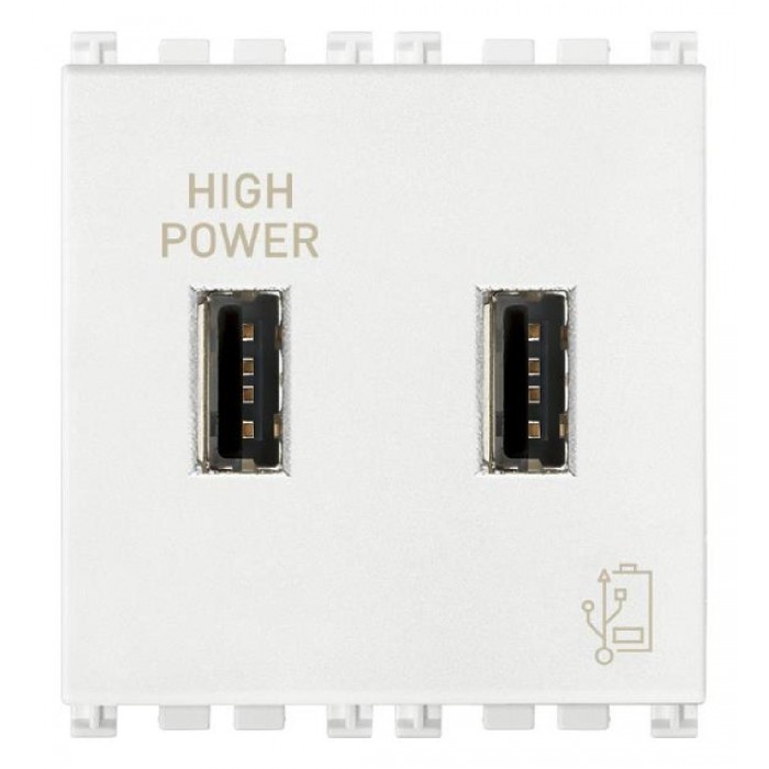 Πρίζα Φόρτισης USB Διπλή TypeA+A 2 Στοιχείων Λευκό Arke 19295.B VIMAR