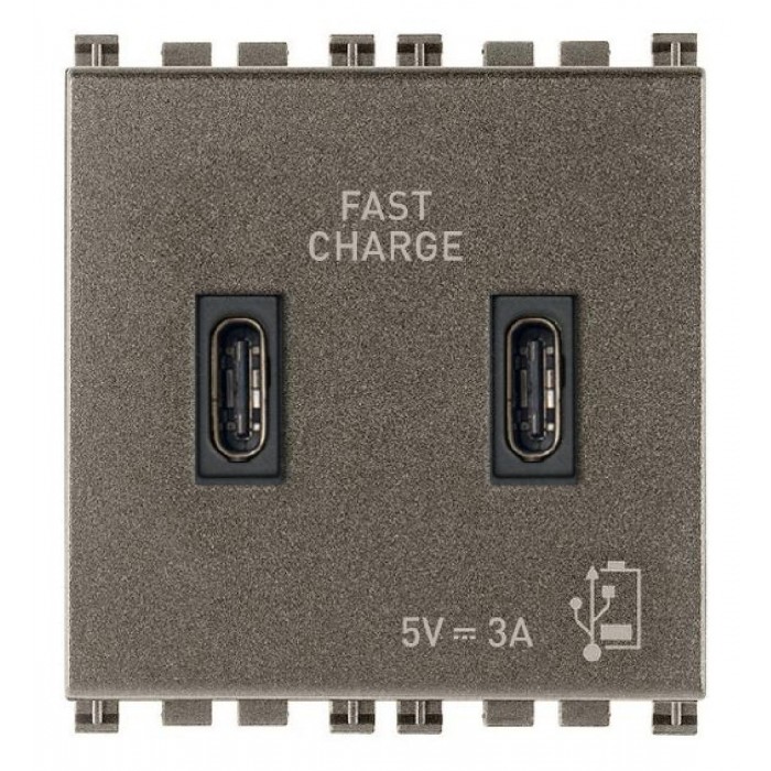 Πρίζα Φόρτισης USB Διπλή TypeC+C 2 Στοιχείων Metal Arke 19295.CC.M VIMAR