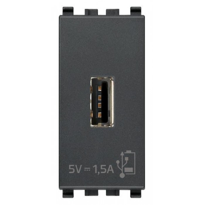 Πρίζα Φόρτισης USB TypeA 1 Στοιχείου Γκρί Eikon 20292 VIMAR