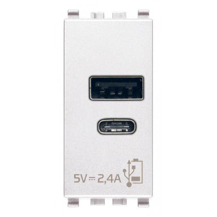 Πρίζα Φόρτισης USB Διπλή TypeA+C 1 Στοιχείου Λευκό Eikon 20292.AC.B VIMAR