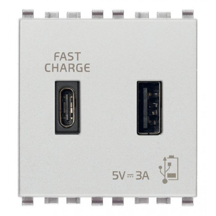 Πρίζα Φόρτισης USB Διπλή TypeA+C 2 Στοιχείων Next Eikon 20295.AC.N VIMAR