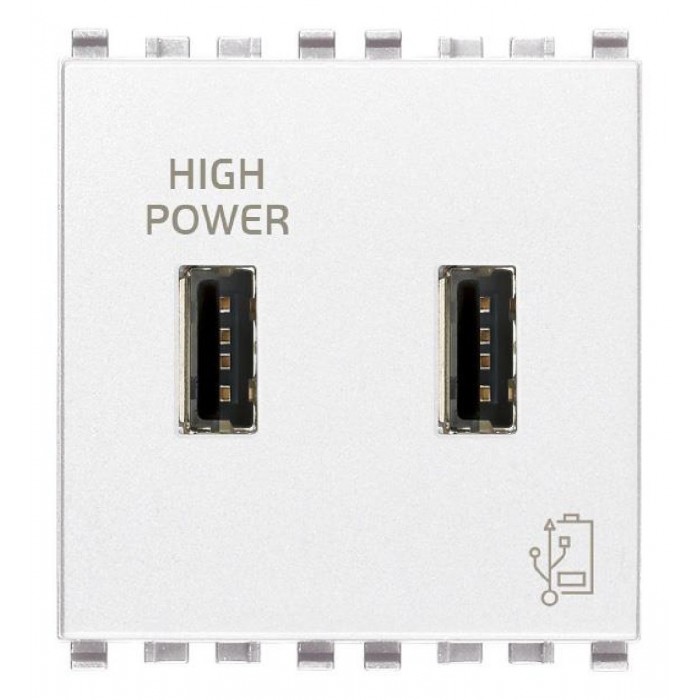 Πρίζα Φόρτισης USB Διπλή TypeA+A 2 Στοιχείων Λευκό Eikon 20295.B VIMAR