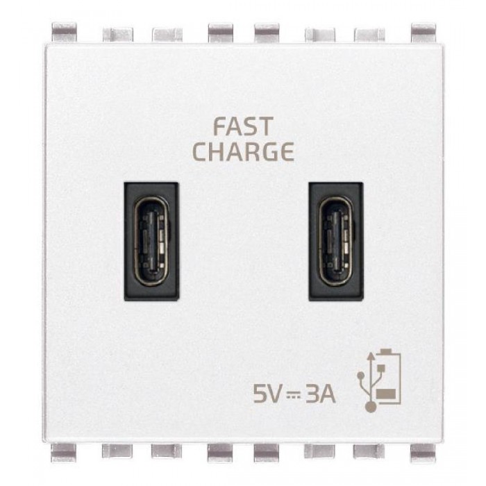 Πρίζα Φόρτισης USB Διπλή TypeC+C 2 Στοιχείων Λευκό Eikon 20295.CC.B VIMAR