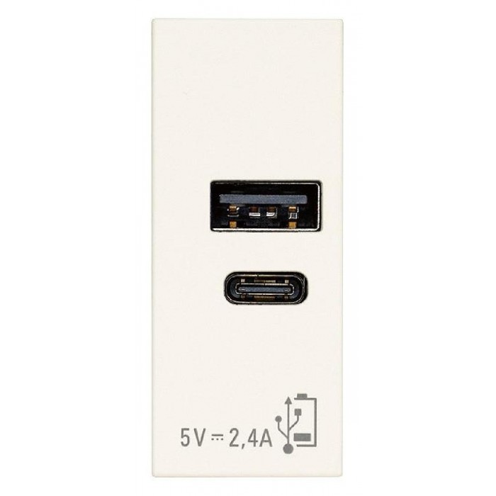 Πρίζα Φόρτισης USB Διπλή TypeA+C 1 Στοιχείου Λευκό Linea 30292.ACB VIMAR
