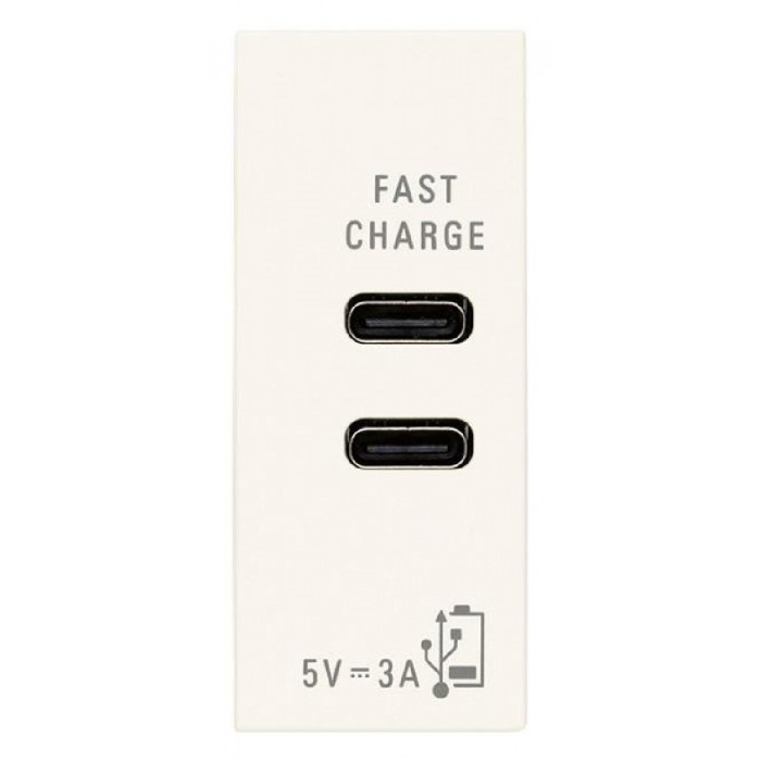 Πρίζα Φόρτισης USB Διπλή TypeC+C 1 Στοιχείου Λευκό Linea 30292.CCB VIMAR