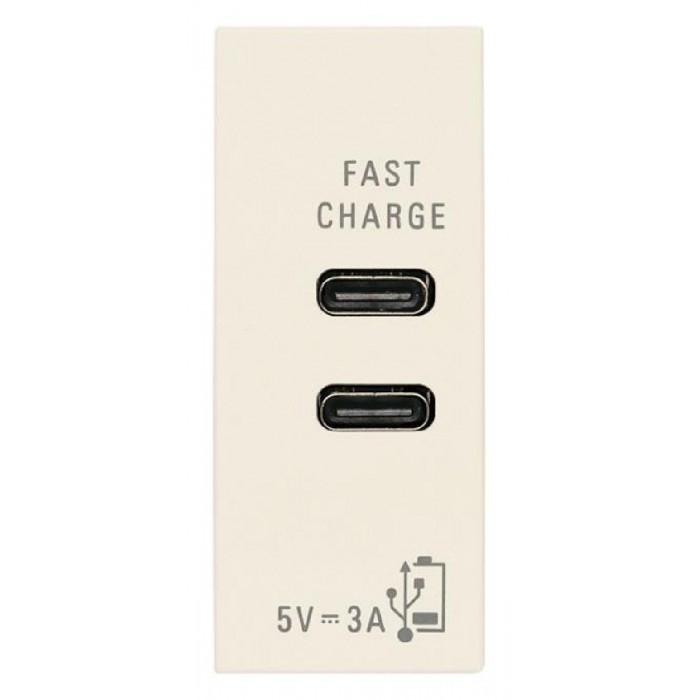 Πρίζα Φόρτισης USB Διπλή TypeC+C 1 Στοιχείου Μπεζ Linea 30292.CCC VIMAR