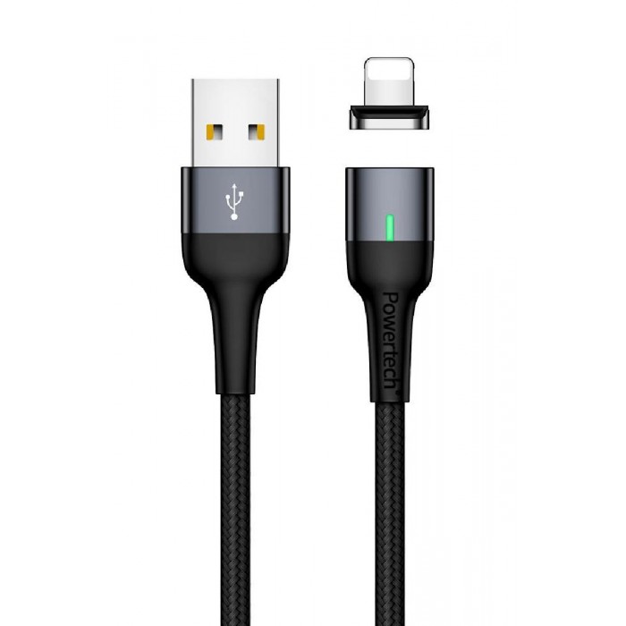 Καλώδιο Φόρτισης USB TypeA Σε Lighting Magnetic 1m Μαύρο PT-755 POWERTECH
