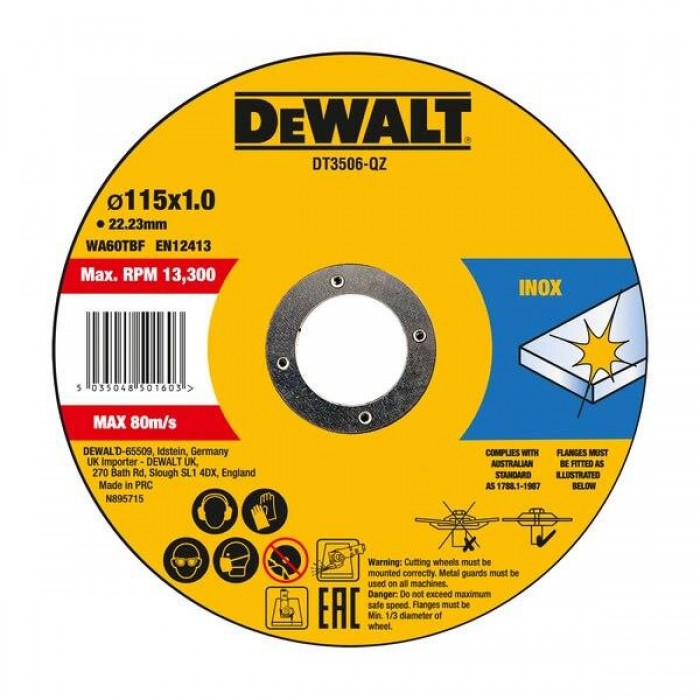 Δίσκος Κοπής 115x1mm DT3506-QZ DeWALT