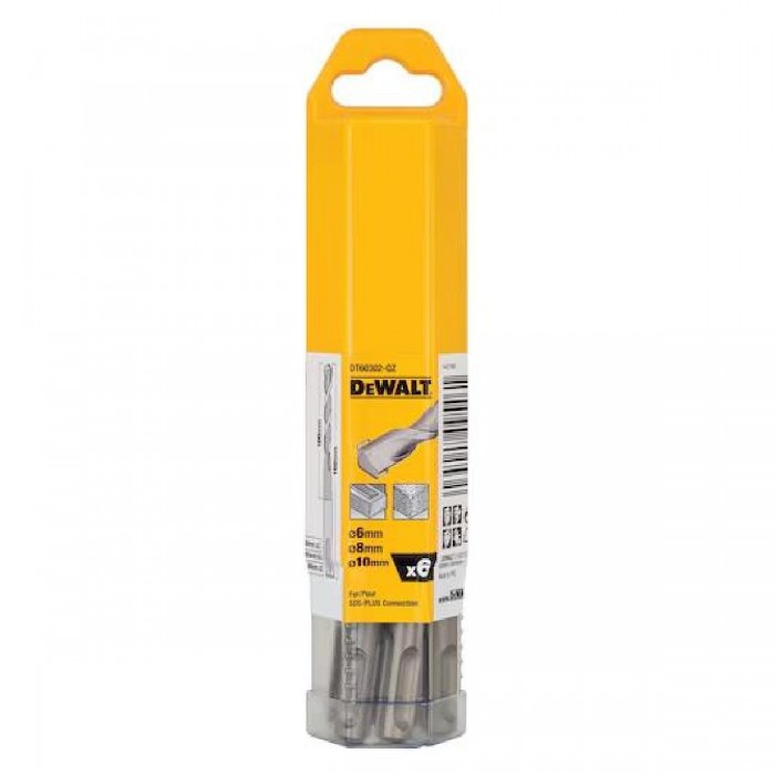 Σετ Τρυπάνια SDS-Plus 6, 8, 10mm 6 τμχ. DT60302-QZ DEWALT Σετ Τρυπάνια SDS-Plus 6, 8, 10mm 6 τμχ. DT60302-QZ DEWALT