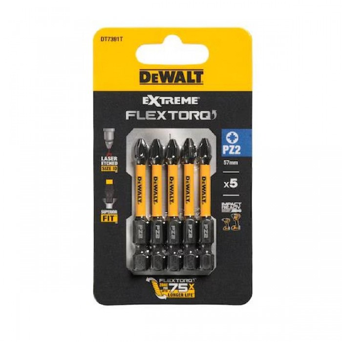 Μύτες Βιδώματος Pz2x57mm 5τμχ DT7391T-QZ DEWALT