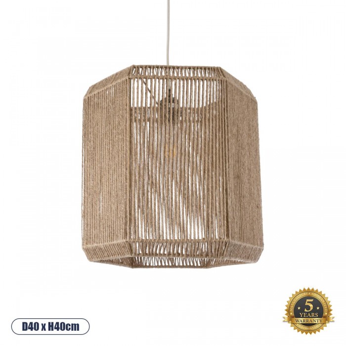GloboStar® CAYMAN 00519 Boho Κρεμαστό Φωτιστικό Οροφής Μονόφωτο 1 x E27 AC220-240V IP20 - Φ40 x Υ40cm - Μπεζ Λεπτό Σχοινί Τριχιά Πλέγμα GloboStar® CAYMAN 00519 Boho Κρεμαστό Φωτιστικό Οροφής Μονόφωτο 1 x E27 AC220-240V IP20 - Φ40 x Υ40cm - Μπεζ Λεπτό Σχοινί Τριχιά Πλέγμα