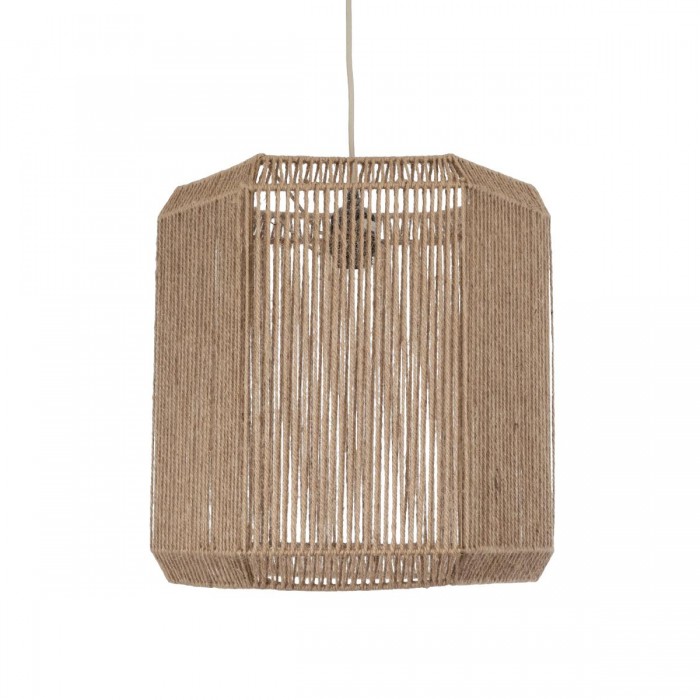 GloboStar® CAYMAN 00519 Boho Κρεμαστό Φωτιστικό Οροφής Μονόφωτο 1 x E27 AC220-240V IP20 - Φ40 x Υ40cm - Μπεζ Λεπτό Σχοινί Τριχιά Πλέγμα