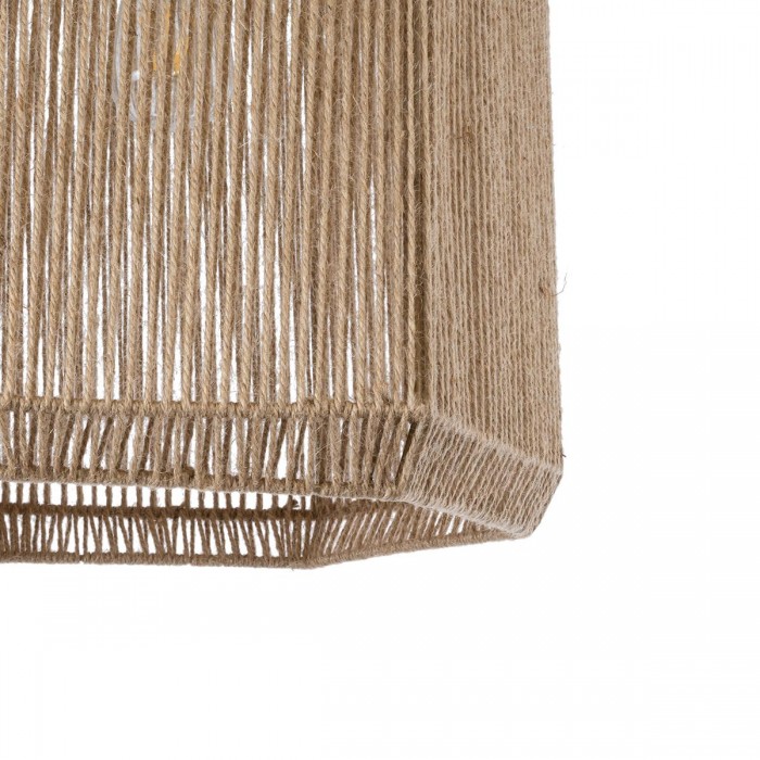 GloboStar® CAYMAN 00519 Boho Κρεμαστό Φωτιστικό Οροφής Μονόφωτο 1 x E27 AC220-240V IP20 - Φ40 x Υ40cm - Μπεζ Λεπτό Σχοινί Τριχιά Πλέγμα