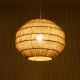 GloboStar® CAYMAN 00522 Boho Κρεμαστό Φωτιστικό Οροφής Μονόφωτο 1 x E27 AC220-240V IP20 - Φ40 x Υ30cm - Μπεζ Λεπτό Σχοινί Τριχιά Πλέγμα