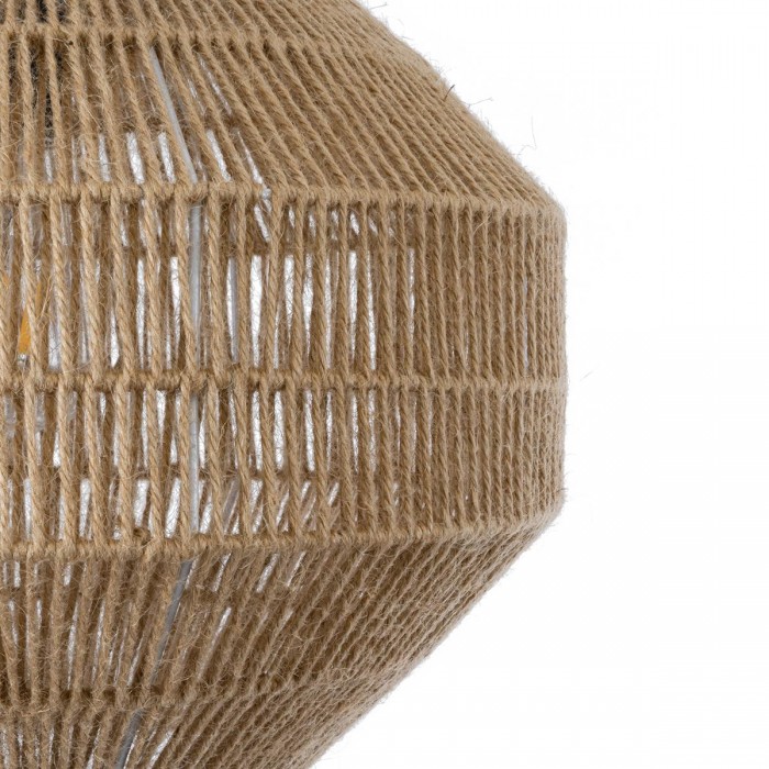 GloboStar® CAYMAN 00522 Boho Κρεμαστό Φωτιστικό Οροφής Μονόφωτο 1 x E27 AC220-240V IP20 - Φ40 x Υ30cm - Μπεζ Λεπτό Σχοινί Τριχιά Πλέγμα