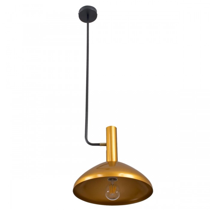 GloboStar® KATIE 00538 Μοντέρνο Φωτιστικό Οροφής Μονόφωτο Μαύρο - Χρυσό Μεταλλικό Καμπάνα Φ30 x Υ120cm