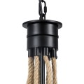 GloboStar® PENNSYLVANIA 00542 Vintage Κρεμαστό Φωτιστικό Ανάρτηση Πολύφωτο 8 x E14 IP20 Μαύρο Μέταλλο με Μπεζ Σχοινί - Μ64 x Π64 x Υ63cm