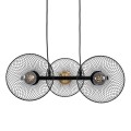 GloboStar® VERONA 00586 Μοντέρνο Κρεμαστό Φωτιστικό Οροφής Τρίφωτο 3 x E27 Μαύρο Μεταλλικό Πλέγμα Μ50 x Π28 x Υ20cm