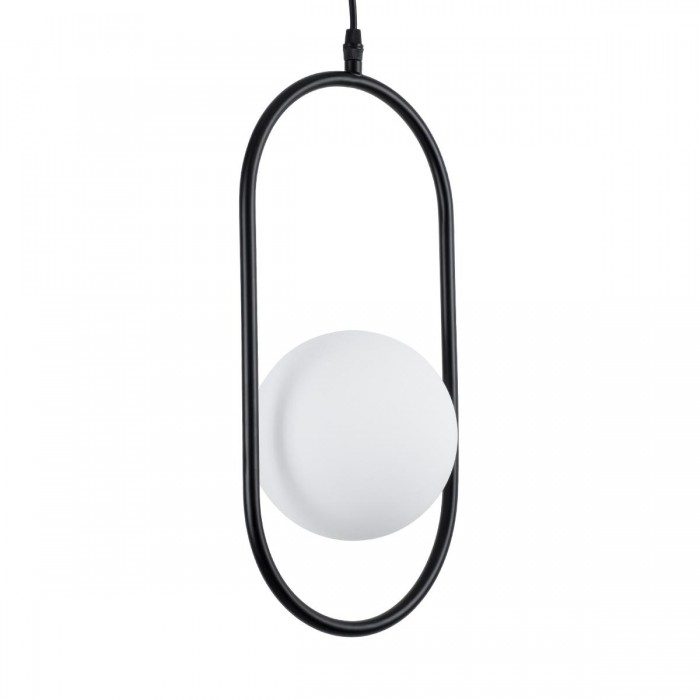 GloboStar® HAMBURG 00589 Μοντέρνο Κρεμαστό Φωτιστικό Οροφής Μονόφωτο 1 x G9 Μαύρο Μεταλλικό Γυάλινο Μπάλα Μ20 x Π15 x Υ40cm