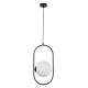 GloboStar® HAMBURG 00591 Μοντέρνο Κρεμαστό Φωτιστικό Οροφής Μονόφωτο 1 x E27 Μαύρο Μεταλλικό Γυάλινο Μπάλα Μ25 x Π20 x Υ50cm
