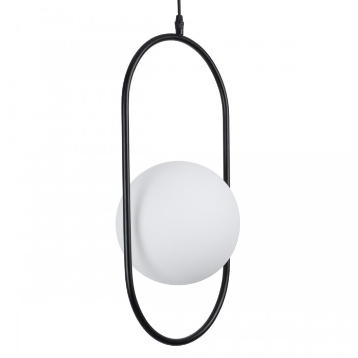 GloboStar® HAMBURG 00591 Μοντέρνο Κρεμαστό Φωτιστικό Οροφής Μονόφωτο 1 x E27 Μαύρο Μεταλλικό Γυάλινο Μπάλα Μ25 x Π20 x Υ50cm