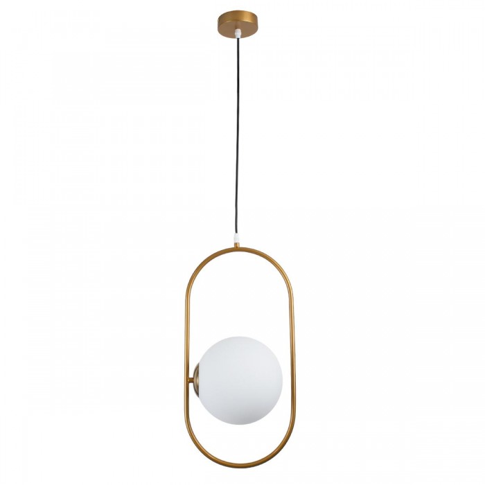 GloboStar® HAMBURG 00592 Μοντέρνο Κρεμαστό Φωτιστικό Οροφής Μονόφωτο 1 x G9 Χρυσό Μεταλλικό Γυάλινο Μπάλα Μ25 x Π20 x Υ50cm