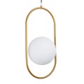 GloboStar® HAMBURG 00592 Μοντέρνο Κρεμαστό Φωτιστικό Οροφής Μονόφωτο 1 x G9 Χρυσό Μεταλλικό Γυάλινο Μπάλα Μ25 x Π20 x Υ50cm
