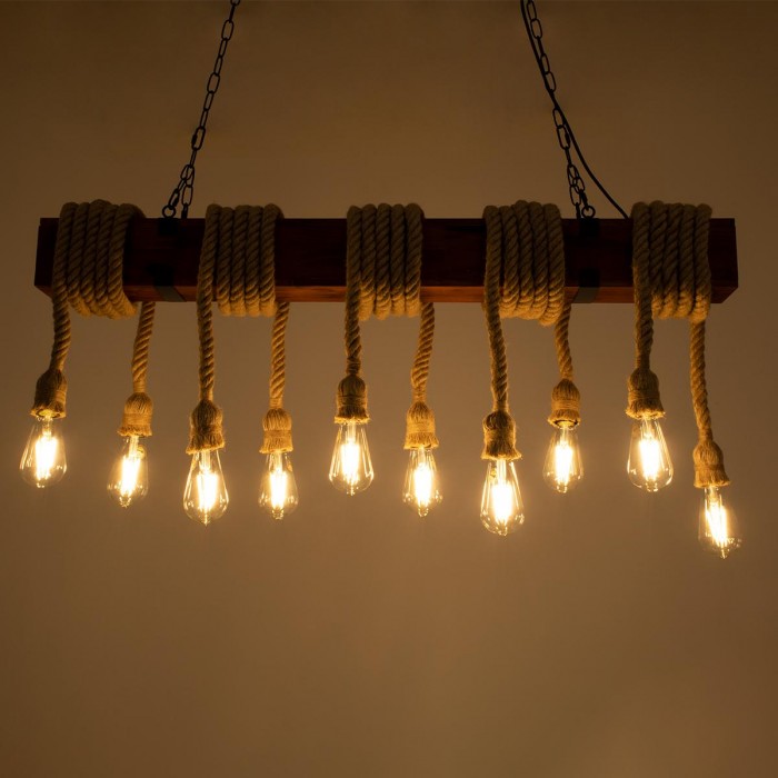 GLOBOSTAR® VIKING 00607 Vintage Κρεμαστό Φωτιστικό Οροφής με Ντουί 10 x E27 AC 220-240V IP20 - Καφε & Μπεζ - Μ108 x Π11 x Υ220cm GLOBOSTAR® VIKING 00607 Vintage Κρεμαστό Φωτιστικό Οροφής με Ντουί 10 x E27 AC 220-240V IP20 - Καφε & Μπεζ - Μ108 x Π11 x Υ220cm