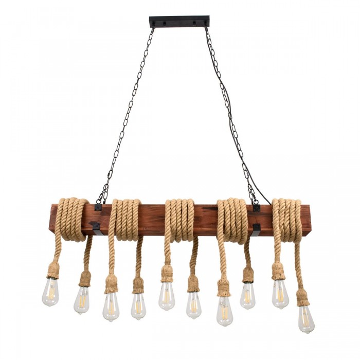 GLOBOSTAR® VIKING 00607 Vintage Κρεμαστό Φωτιστικό Οροφής με Ντουί 10 x E27 AC 220-240V IP20 - Καφε & Μπεζ - Μ108 x Π11 x Υ220cm GLOBOSTAR® VIKING 00607 Vintage Κρεμαστό Φωτιστικό Οροφής με Ντουί 10 x E27 AC 220-240V IP20 - Καφε & Μπεζ - Μ108 x Π11 x Υ220cm