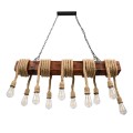 GLOBOSTAR® VIKING 00607 Vintage Κρεμαστό Φωτιστικό Οροφής με Ντουί 10 x E27 AC 220-240V IP20 - Καφε & Μπεζ - Μ108 x Π11 x Υ220cm
