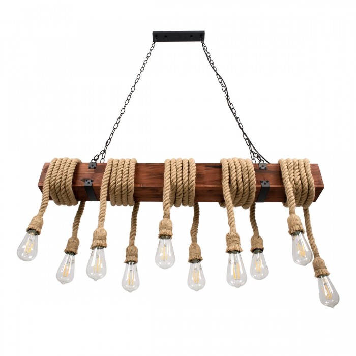 GLOBOSTAR® VIKING 00607 Vintage Κρεμαστό Φωτιστικό Οροφής με Ντουί 10 x E27 AC 220-240V IP20 - Καφε & Μπεζ - Μ108 x Π11 x Υ220cm GLOBOSTAR® VIKING 00607 Vintage Κρεμαστό Φωτιστικό Οροφής με Ντουί 10 x E27 AC 220-240V IP20 - Καφε & Μπεζ - Μ108 x Π11 x Υ220cm