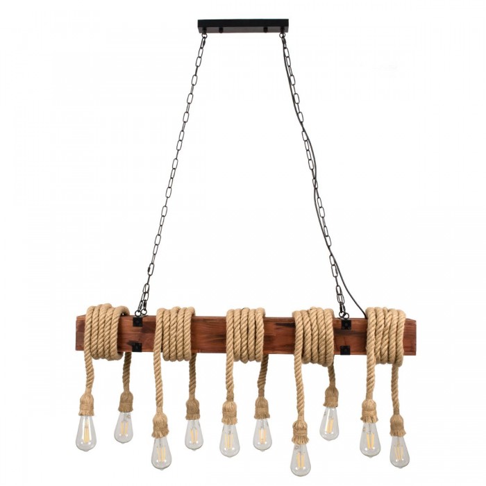 GLOBOSTAR® VIKING 00607 Vintage Κρεμαστό Φωτιστικό Οροφής με Ντουί 10 x E27 AC 220-240V IP20 - Καφε & Μπεζ - Μ108 x Π11 x Υ220cm GLOBOSTAR® VIKING 00607 Vintage Κρεμαστό Φωτιστικό Οροφής με Ντουί 10 x E27 AC 220-240V IP20 - Καφε & Μπεζ - Μ108 x Π11 x Υ220cm