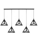 GloboStar® TRIANGLE 00608 Μοντέρνο Κρεμαστό Φωτιστικό Οροφής Πολύφωτο 5 x E27 Μαύρο Μεταλλικό Πλέγμα Μ170 x Π22 x Y130cm